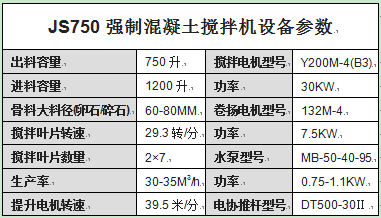 JS750強(qiáng)制混凝土攪拌機(jī)設(shè)備參數(shù)